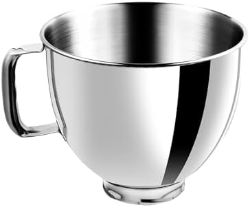 5 Quart Stainless Steel Mixer Bowl Compatible with KitchenAid 4.5 & 5 QT Tilt-Head Stand Mixers, Durable KitchenAid Replacement Bowl, Mixer Accessories for Baking & Cooking