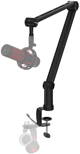 IXTECH Microphone Boom Arm with Desk Mount, 360° Rotatable, Adjustable and Foldable Scissor Mounting for Podcast, Video Gaming, Radio and Studio Audio, Sturdy and Universal - Elegance Model