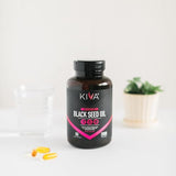 Kiva Black Seed Oil Softgel Capsules - Cold-Pressed (2000mg), 1.5%+ High Thymoquinone (TQ), 100% Turkish Nigella Sativa Seed Oil, 90 Vegan Softgels