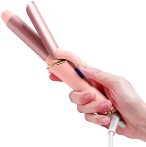 Mini Curling Iron Wand for Short Hair, Ukliss Travel Friendly Dual Voltage Mini Hair Curler, Ceramic Curling Wand for Versatile Styling, Portable and 60 Mins Auto-Off, 5 Heat Settings, Pink 0.98 inch