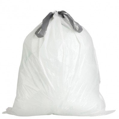 Plasticplace Custom Fit Trash Bags, Compatible with simplehuman Code D White Drawstring Garbage Liners 5.3 Gallon / 20 Liter, 15.75" x 28", 100 Count ( Pack of 1)