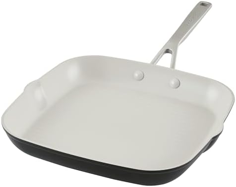 KitchenAid Hard Anodized Ceramic Nonstick Grill Pan/Griddle, Square, 11.25 Inch, Matte Black