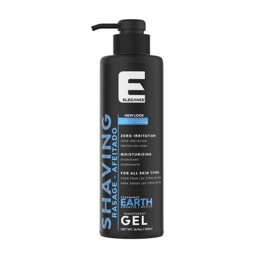 E Elegance Barber Accessories - Transparent Shaving Gel For Men Or Women, Aquatic/Acive Earth Fragrance - The Ultimate Shaving Solution For A Smooth, Irritation-Free Experience, 16,9 Oz