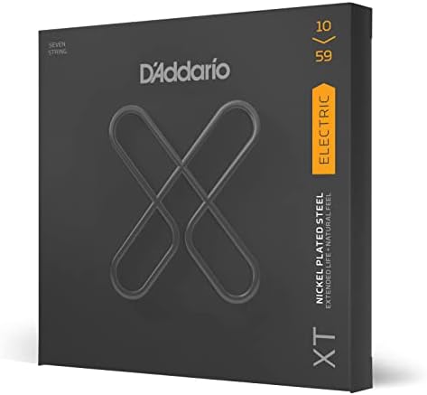 D'Addario Electric Guitar Strings, XT Nickel Coated, XTE1059, Regular Light Gauge 10-59, 7-String Set, Pack of 1