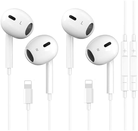 2 Packs for iPhone Headphones Wired Earbuds Earphones Nosie Reduction Built-in Microphone & Volume Control Headsets Compatible with iPhone 14/13/12/11/XR/XS/X/8/7/SE/Pro/Pro Max