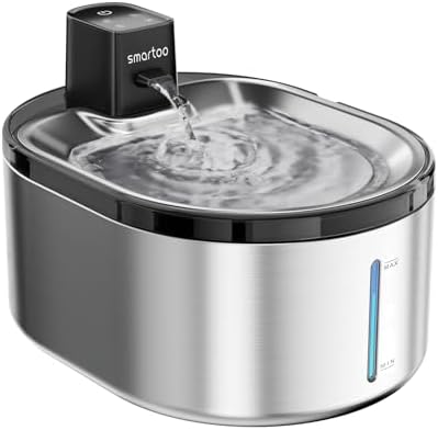 Wireless Cat Water Fountain Stainless Steel, 152oz/4.5L Cat Fountain Battery Operated, Cordless Pet Water Fountain for Cats & Dogs with Motion Sensor, Ultra Quiet Pump, 6 Filters