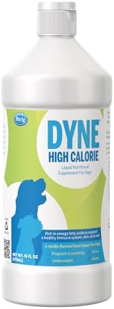 PetAg Dyne High Calorie Liquid Nutritional Supplement for Dogs & Puppies 8 Weeks and Older - 16 oz - Supports Performance and Endurance - Sweet Vanilla Flavor