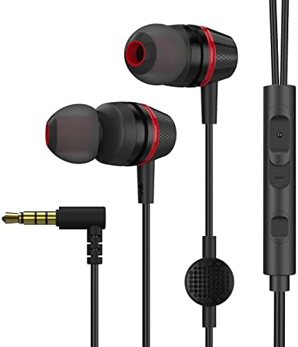 1Mii Wired Earbuds with Microphone & Volume Control, in-Ear Headphones Magnetic with Deep Bass, Noise Isolating, High Sound Quality Earphones with 3.5mm Jack for Phone, Android, PC, iPad, MP3(Black)
