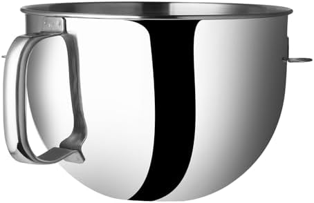 6 QT Stainless Steel Mixer Bowl Compatible With KitchenAid Lift-Bowl Stand Mixers, Large Kitchen Aid Bowls for Mixer with Ergonomic Handle