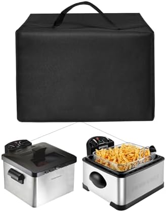 Heavy Duty Nylon Fryer Cover - Waterproof & Heat Resistant for Hamilton Beach, Elite Gourmet EDF-401T, Chefman 4.5L Deep Fryers (Black)