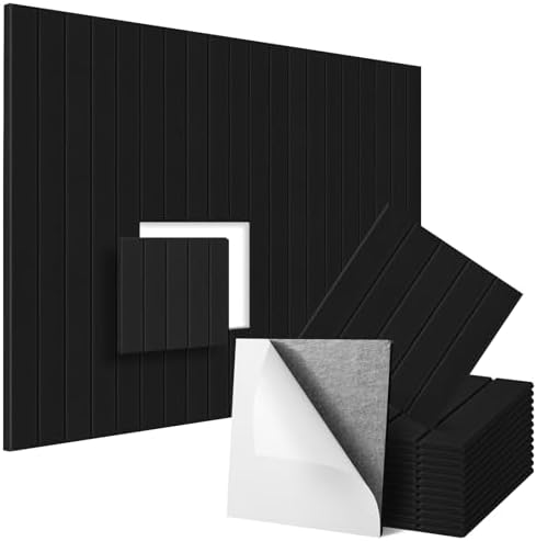 12 Pack Sound Proof Foam Panels for Walls 12"x12"x0.4'', Self Adhesive Soundproof Wall Panels, High Density Acoustic Foam Panels is Widely Used for Acoustic Treatment In Various Spaces(Black)