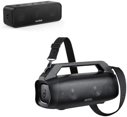 Soundcore 3 Bluetooth Speaker Motion Boom Plus IP67 Portable Speaker, 80W Stereo Sound, Custom EQ & BassUp, Built-in Power Bank, Waterproof Speaker for Camping, Beach & Backyard