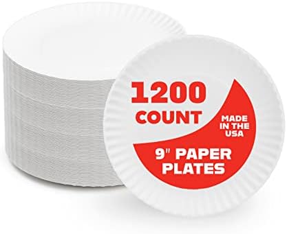 Hygloss Products 9" White Paper Plates - Uncoated - Use for Foodware, Events, Activities, Crafts Projects and More - Environmentally Friendly - Recyclable and Disposable - 9-Inches - Bulk-1200 Pack