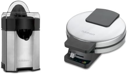 Cuisinart CCJ-500P1 Pulp Control Citrus Juicer, 1, Black/Stainless & WMR-CAP2 Round Classic Waffle Maker, Brushed Stainless,Silver