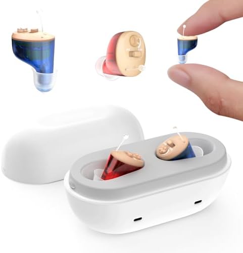 Hearing Aids for Seniors Adults Rechargeable, OTC In-the-Ear Hearing Aid Not Amplifier, Hearing Aides for Men Women Hearing Loss, Invisible Hearing Ear Buds Earbuds, Fathers Mothers Day Gifts