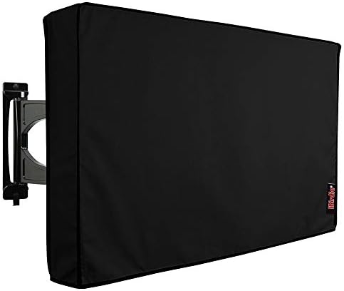 iBirdie Outdoor TV Cover 46 to 48 inch Weatherproof, Cover Size 44.5''L x 27.5''H, Waterproof for Outside Flat Screen 46 to 48 inch TV, Black, 600D Thick Fabric Screen Protector with Bottom