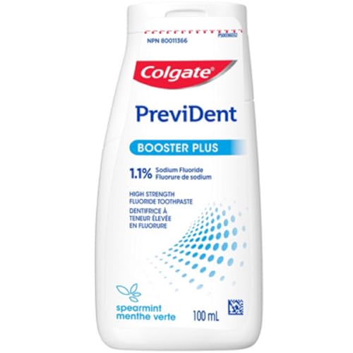 COLGATE PreviDent 5000 ppm Booster Plus Toothpaste - Spearmint, 100mL - Fluoride Enamel Protection, Sensitive Teeth Relief, Travel Size - Dentifrice for Daily Oral Care (Package May Vary)