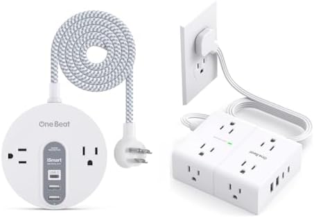 Power Strip Surge Protector with USB C - Extension Cord Flat Plug with Widely AC Outlet and USB, Desktop Charging Station with 5 ft Power Cord, Compact for Travel, Home and Office
