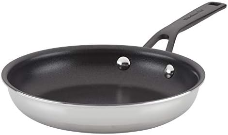 KitchenAid 5-Ply Clad Polished Stainless Steel Nonstick Fry Pan/Skillet, 8.25 Inch