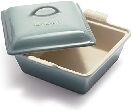 Le Creuset Stoneware Heritage Covered Square Casserole, 9-Inch, Sea Salt