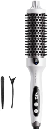 Wavytalk Blowout Boost Thermal Brush, 1.5 inch Heated Round Brush for Blowout Look, Negative Ion Technology, Ceramic Tourmaline, 5 Temperature Settings, Dual Voltage, White