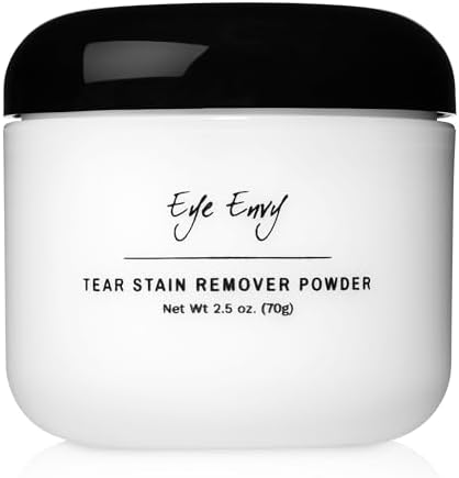 Eye Envy Tear Stain Remover Powder for Dogs and Cats. 100% Natural, Safe. Apply Around Eyes. Absorbs and Repels Tears. Keeps Area Dry. Treats The Cause of Staining. Made in The USA (2.5 oz)