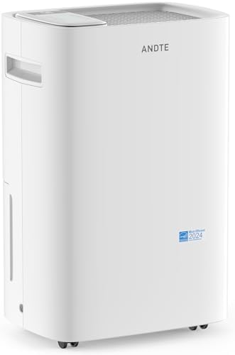 4500 Sq.Ft Most Efficient Energy Star 2024 Dehumidifier, ANDTE 52 Pints Dehumidifier for Basement and Home, Large Room Dehumidifiers with Drain Hose & Water Tank, 24H Timer, Auto Defrost, Dry Clothes