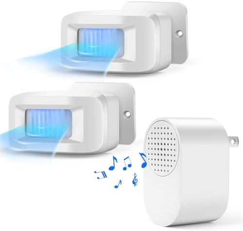 Driveway Alarm Motion Sensor - Driveway Alarms Wireless Outside Weatherproof Motion Detector Presence Outdoor Detector Door Home Security System Gate Mailbox Alert 1 Receiver and 2 Sensors