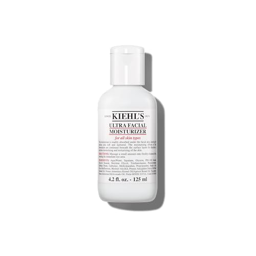 Kiehl's Ultra Facial Moisturizer, for Easy Daily Hydration, Infused with Squalane and Glycerin, Replenishes Moisture Barrier and Softens Skin, Suitable for All Skin Types, Fragrance-Free