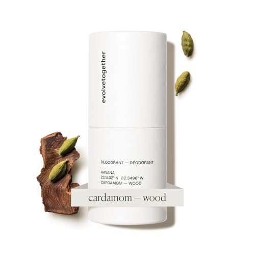 evolvetogether Plant-Powered Cardamom, Vetiver & Cedarwood Natural Luxury Deodorant for Women & Men | Neutralizes Odors, Soothes Skin | Vegan, Cruelty-Free | Made in USA (Havana, 1.69 Oz)