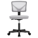 Sweetcrispy Armless Desk Chairs, Ergonomic Low Back Computer Chair No Arms, Adjustable Rolling Mesh Task Work Swivel Chairs with Wheels Work Vanity Chair for Small Spaces Home Bedroom Study, Black