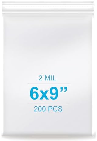 6''x 9'', (Pack of 200) 2 mil Thick Clear Plastic Reclosable Zip Poly Bags with Resealable Lock Seal Zipper for Photo, Jewelry, Bakery, Treats, Travel, Storage, Packaging & Shipping…