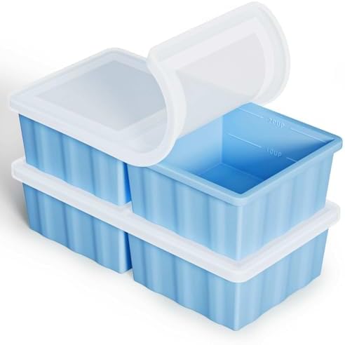 Silicone Freezer Tray for Soup Ice Cubes: 2-Cup Freezing Tray for Meal Prep - 2 Pack Silicon Soup Portion Freeze Tray Make Stock Souped Ice Cube