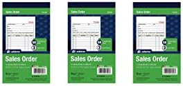 Adams Sales Order Book, 3-Part, Carbonless, 4-3/16" X 7-3/16" Inch, 50 Sets, White, Canary and Pink (TC4705)- 3PACK