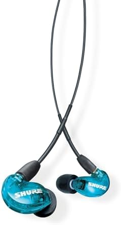 Shure SE215 PRO Wired Earbuds - Professional Sound Isolating Earphones, Clear Sound & Deep Bass, Single Dynamic MicroDriver, Secure Fit In Ear Monitor, plus Carrying Case & Fit Kit - Blue (SE215SPE)