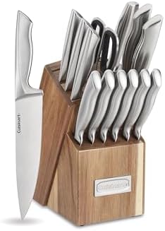 Cuisinart 15pc German Stainless Steel Hollow Handle Cutlery Block Set w/Acacia Block