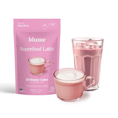 Blume Birthday Cake Latte Powder |Vegan & Gluten Free with Maca, Beetroot, Cinnamon & Coconut Milk | Add to Iced Coffee, Smoothies, or Baked Goods - 25 Servings (100 g)