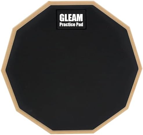 GLEAM Drum Practice Pad - 8 inch Silicone Surface High Density Compressed Wood Foam Backside (Double-sided) (8 inch rubber)