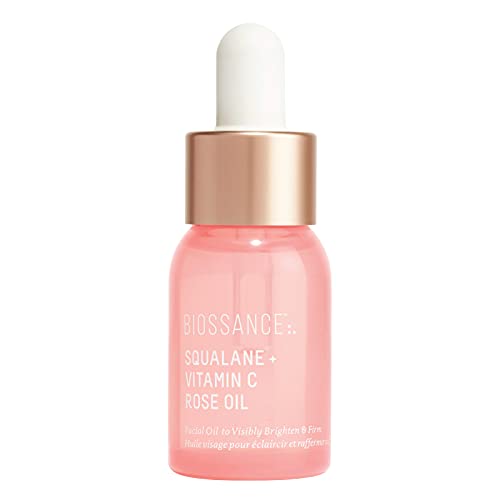 Biossance Squalane + Vitamin C Rose Oil. Facial Oil to Visibly Brighten, Hydrate, Firm and Reveal Radiant Skin. Travel Size (0.4 ounces)