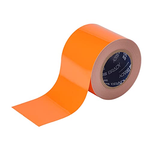 Brady ToughStripe Floor Marking Tape - Orange, Non-Abrasive Floor Tape - 2" Width, 100' Length for Concrete, Harsh Conditions, Forklift, High Traffic Floors (104316)