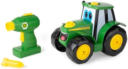 BUILD-A-BUDDY John Deere Tractor Toy and Toy Drill - Toddler STEM Take Apart Toys with 16 Individual Pieces and Kids Tools - Kids Building Toys Ages 3 Years and Up
