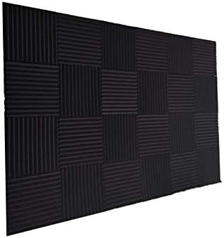 24 Pack Acoustic Panels Soundproof Studio Foam for Walls Sound Absorbing Panels Sound Insulation Panels Wedge for Home Studio Ceiling, 1" X 12" X 12",(24pcs, Black)