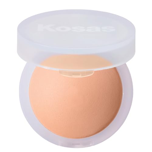 Kosas Cloud Set Face Brightening Powder - Pressed Brightening Powder, Smooths Shine Control, Coverage for Dark Undereye & Uneven Skin - Lightweight Setting Powder - Peachy (Sheer Brightening Peach)