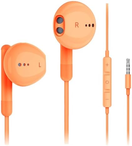 Wired Earbuds with Microphone, Wired Earphones in-Ear Headphones HiFi Stereo, Powerful Bass and Crystal Clear Audio, Compatible with iPhone, Android, Computer Most with 3.5mm Jack(Orange)