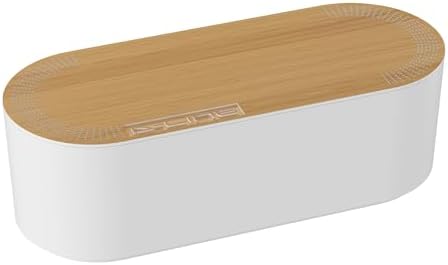 D-Line Cable Management Box, Power Strip Holder, Floor Outlet Hiders, Desk Cord Organizer, Cover TV Wires, Wire Storage, Extension Hider, Office Concealer for Cords - Large, Wood-Effect Lid