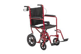 Drive Medical EXP19LTRD Lightweight Expedition Folding Transport Wheelchair with Hand Brakes, Red