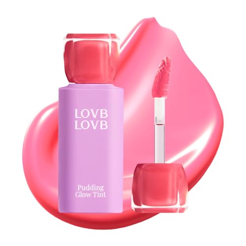 Pudding Glow Korean Lip Tint | Long-Lasting Lip Gloss Tint for Glowy | Moisturizing, Non-Sticky Glossy Lip Stain 0.14 Oz (05 PINK LAMP)