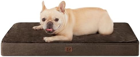 EHEYCIGA Orthopedic Memory Foam Dog Beds for Medium Dogs with Removable Waterproof Liner, Brown, 30x20