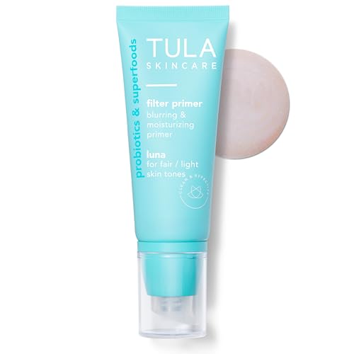 TULA Skin Care Face Filter Blurring and Moisturizing Primer - Luna, Evens the Appearance of Skin Tone & Redness, Hydrates & Improves Makeup Wear, 1fl oz