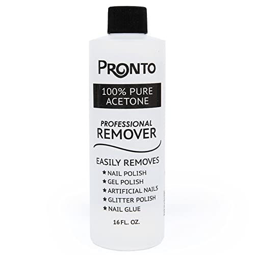 Pronto 100% Pure Acetone Gel Polish Remover - Removes Gel, Dip, Acrylic Nails & Glue - 16 Fl oz